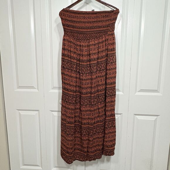 Forever 21 Maxi Dress Plus 1X Boho Tribal Smocked Strapless Festival Resortcore - Picture 1 of 10